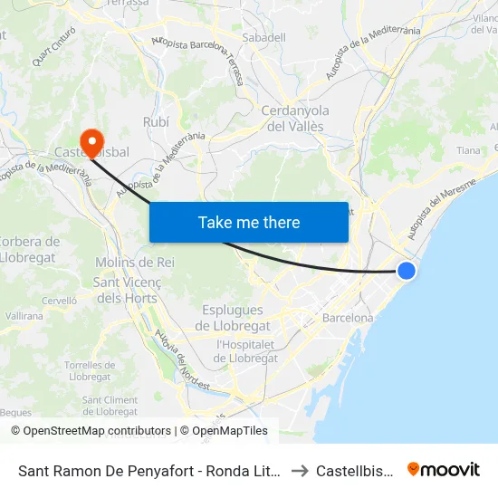 Sant Ramon De Penyafort - Ronda Litoral to Castellbisbal map