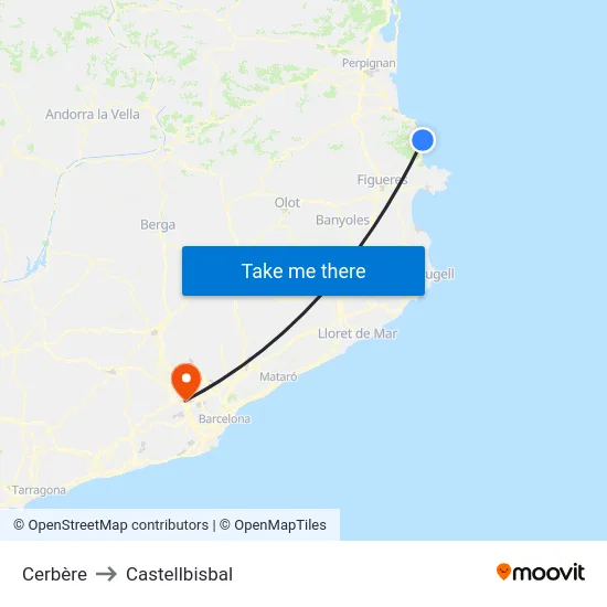 Cerbère to Castellbisbal map