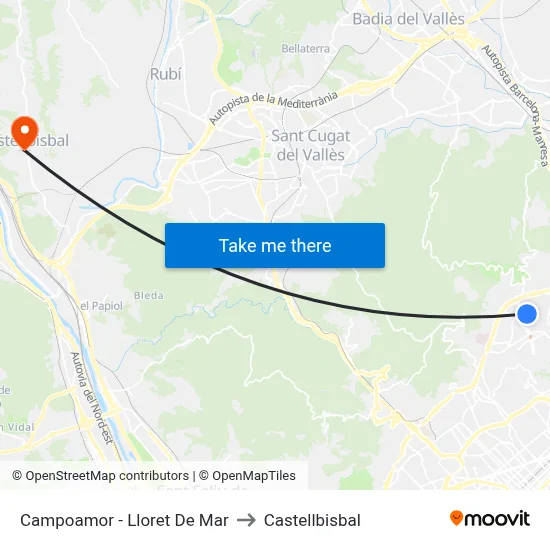 Campoamor - Lloret De Mar to Castellbisbal map