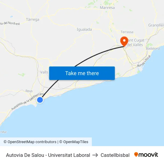 Autovia De Salou - Universitat Laboral to Castellbisbal map