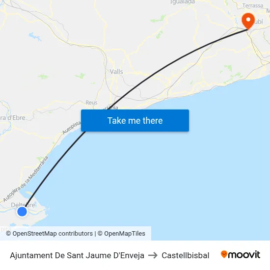 Ajuntament De Sant Jaume D'Enveja to Castellbisbal map