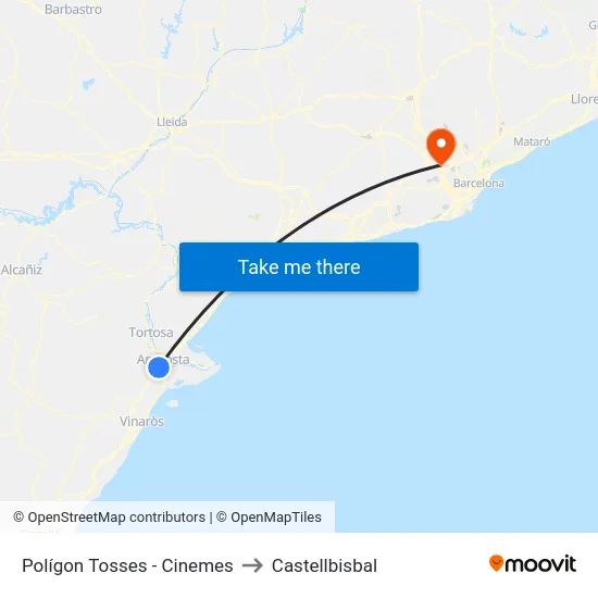 Polígon Tosses - Cinemes to Castellbisbal map