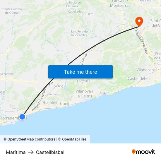 Marítima to Castellbisbal map