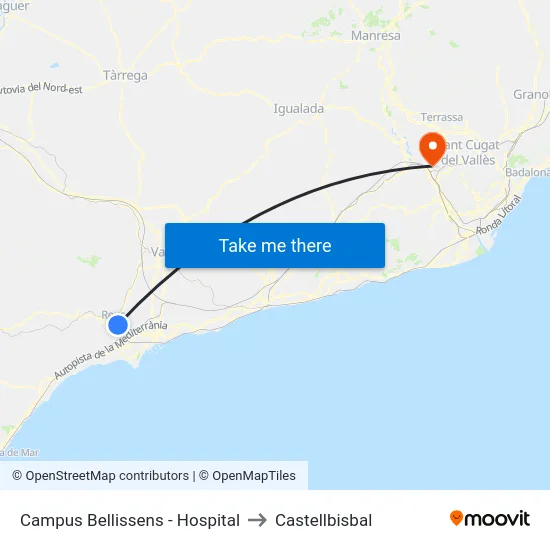 Campus Bellissens - Hospital to Castellbisbal map