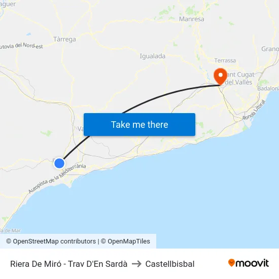 Riera De Miró - Trav D'En Sardà to Castellbisbal map
