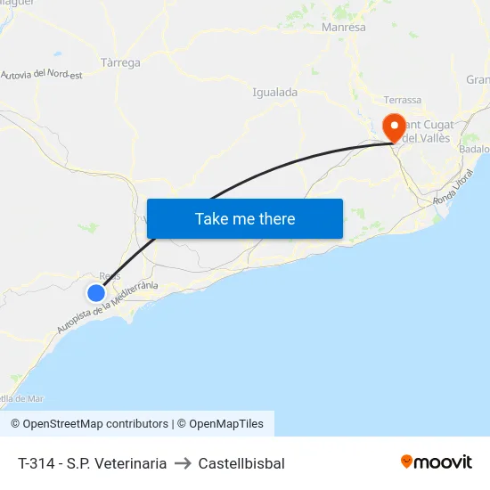 T-314 - S.P. Veterinaria to Castellbisbal map