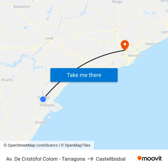 Av. De Cristòfol Colom - Tarragona to Castellbisbal map