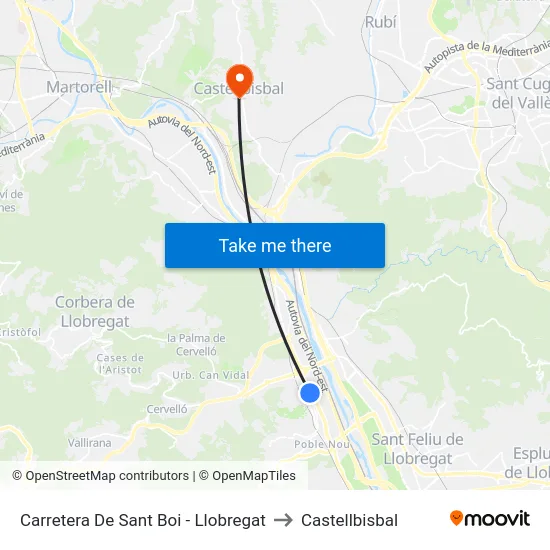 Carretera De Sant Boi - Llobregat to Castellbisbal map