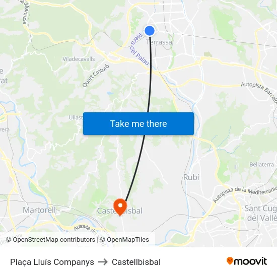 Plaça Lluís Companys to Castellbisbal map