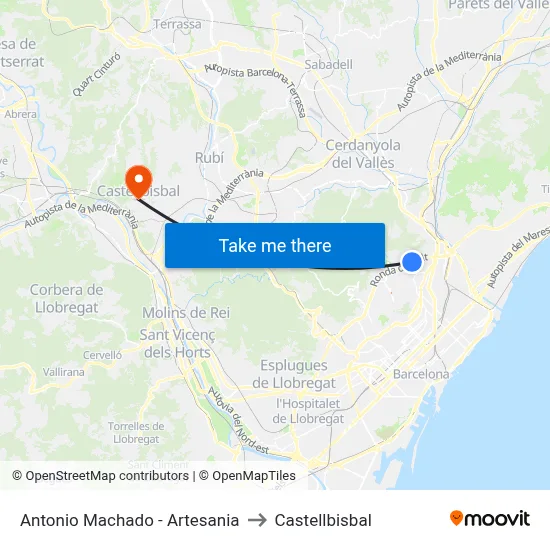 Antonio Machado - Artesania to Castellbisbal map