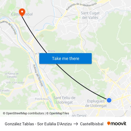 González Tablas - Sor Eulàlia D'Anzizu to Castellbisbal map