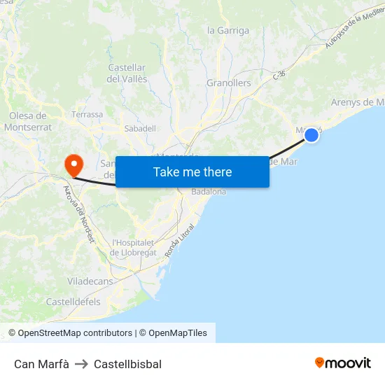 Can Marfà to Castellbisbal map