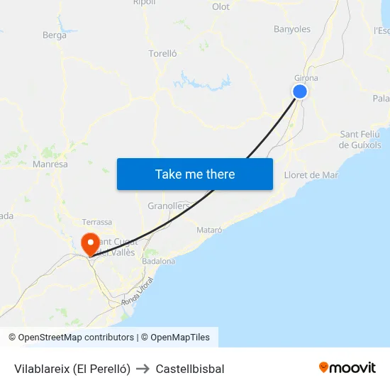 Vilablareix (El Perelló) to Castellbisbal map