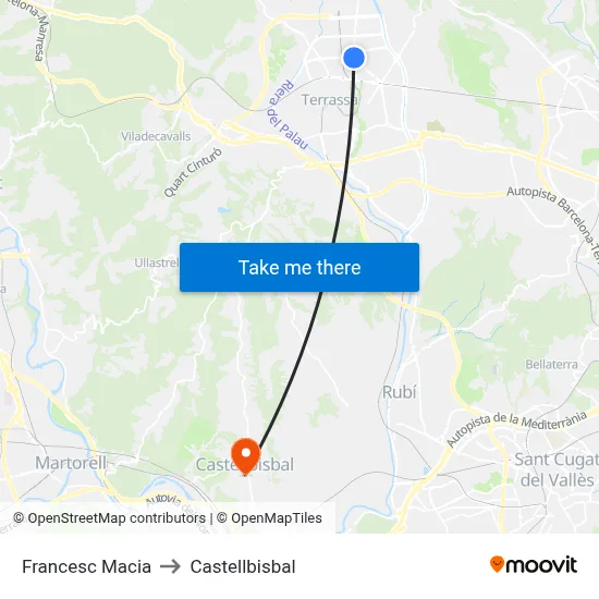 Francesc Macia to Castellbisbal map