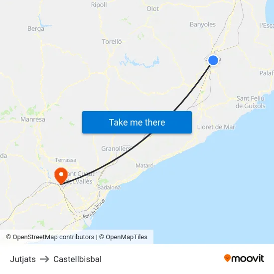 Jutjats to Castellbisbal map