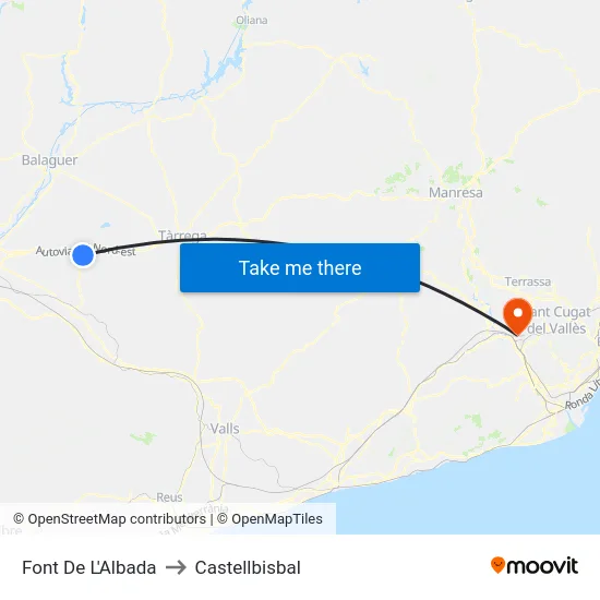 Font De L'Albada to Castellbisbal map