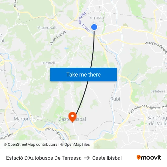 Estació D'Autobusos De Terrassa to Castellbisbal map