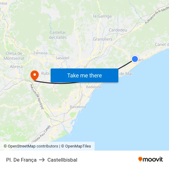 Pl. De França to Castellbisbal map