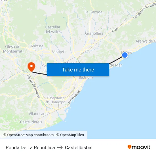 Ronda De La República to Castellbisbal map
