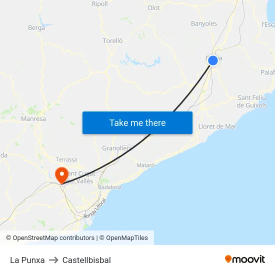 La Punxa to Castellbisbal map
