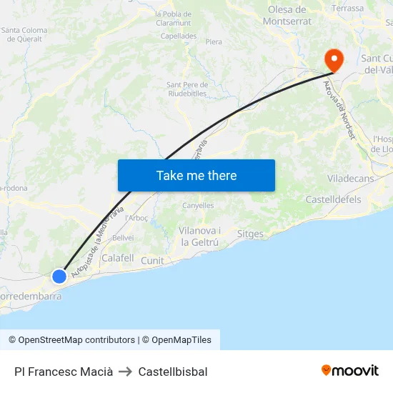 Pl Francesc Macià to Castellbisbal map