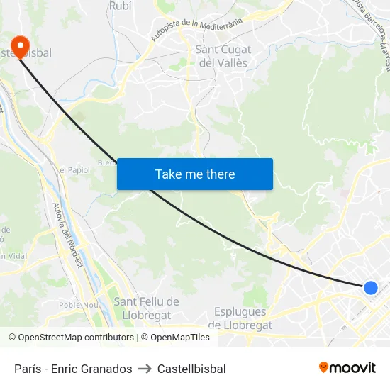 París - Enric Granados to Castellbisbal map