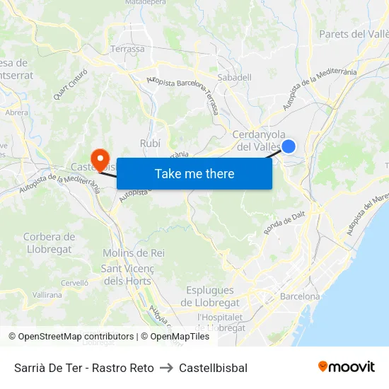 Sarrià De Ter - Centro Reto to Castellbisbal map