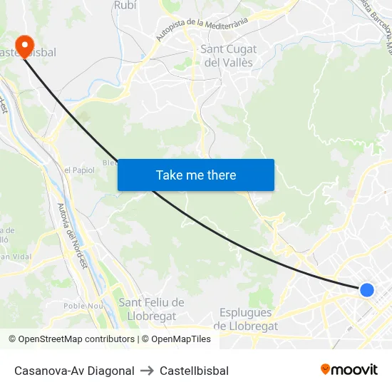 Casanova-Av Diagonal to Castellbisbal map