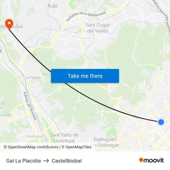 Gal·La Placídia to Castellbisbal map