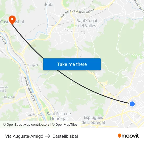 Via Augusta-Amigó to Castellbisbal map
