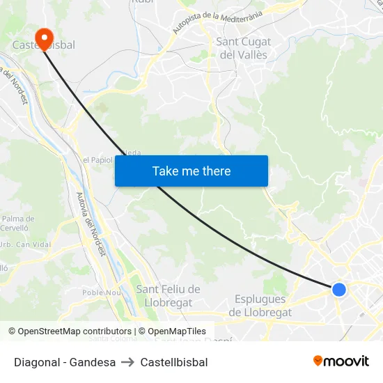 Diagonal - Gandesa to Castellbisbal map