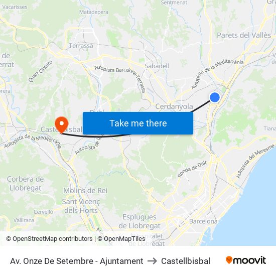 Av. Onze De Setembre - Ajuntament to Castellbisbal map