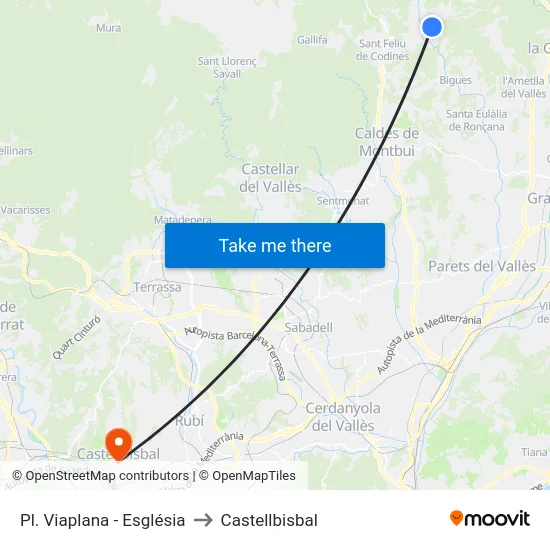 Pl. Viaplana - Església to Castellbisbal map