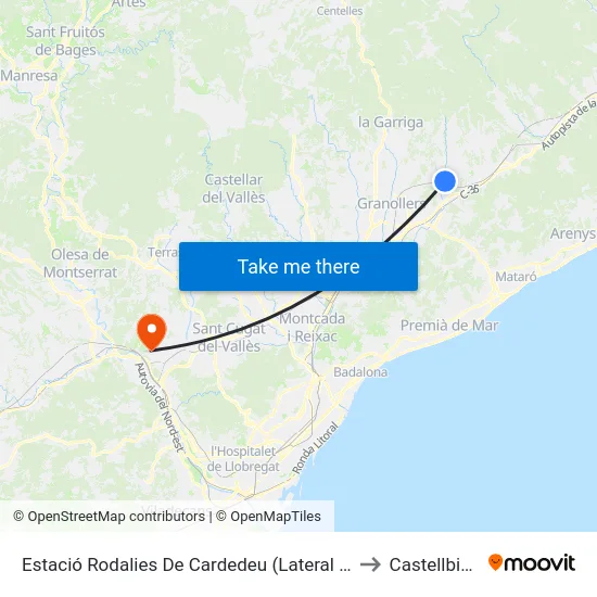 Estació Rodalies De Cardedeu (Lateral Estació) to Castellbisbal map