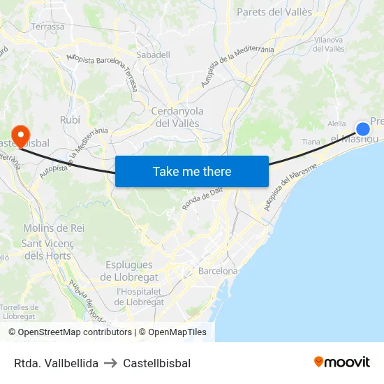 Rtda. Vallbellida to Castellbisbal map