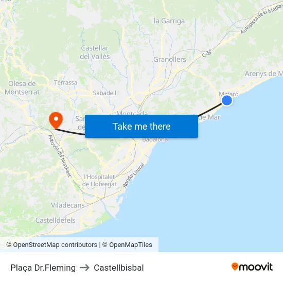 Plaça Dr.Fleming to Castellbisbal map