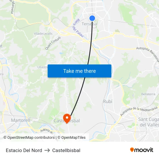 Estacio Del Nord to Castellbisbal map