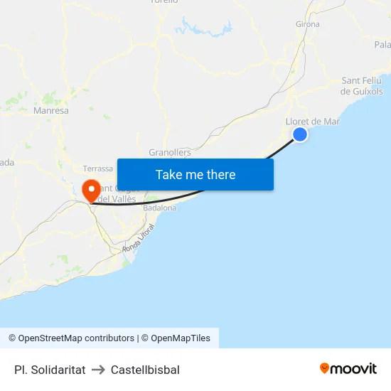 Pl. Solidaritat to Castellbisbal map