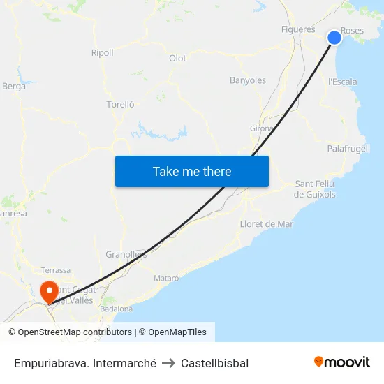Empuriabrava. Intermarché to Castellbisbal map