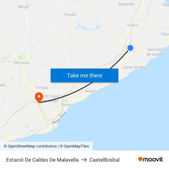 Estació De Caldes De Malavella to Castellbisbal map