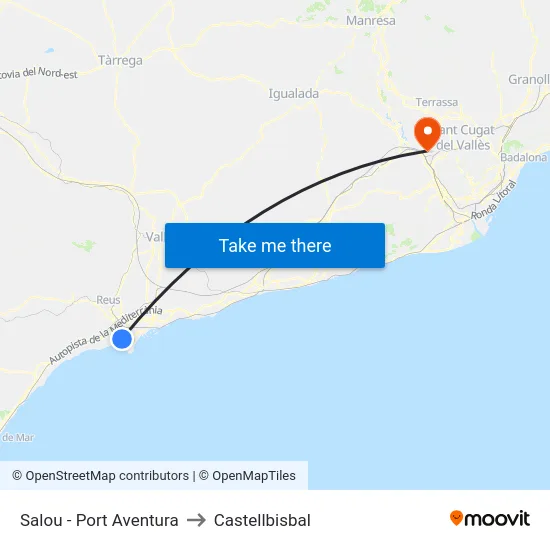 Salou - Port Aventura to Castellbisbal map