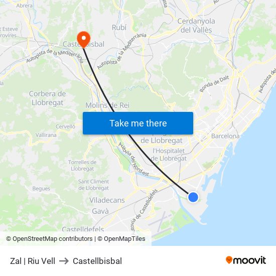 Zal | Riu Vell to Castellbisbal map