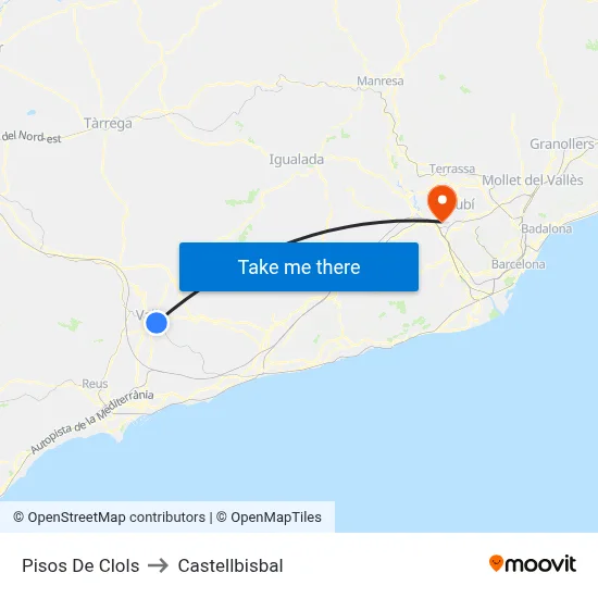 Pisos De Clols to Castellbisbal map