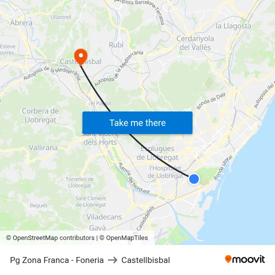 Pg Zona Franca - Foneria to Castellbisbal map