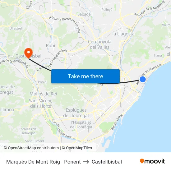 Marquès De Mont-Roig - Ponent to Castellbisbal map