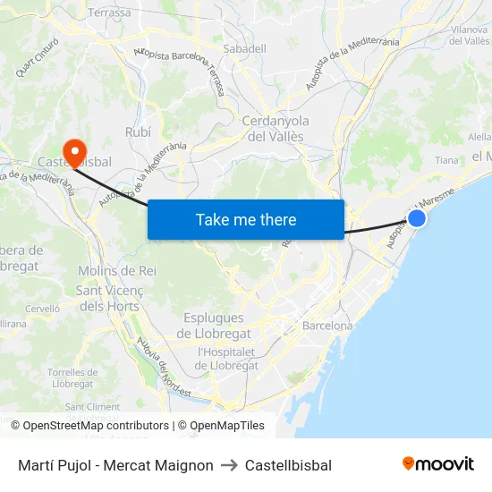 Martí Pujol - Mercat Maignon to Castellbisbal map