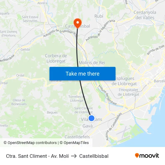 Ctra. Sant Climent - Av. Molí to Castellbisbal map