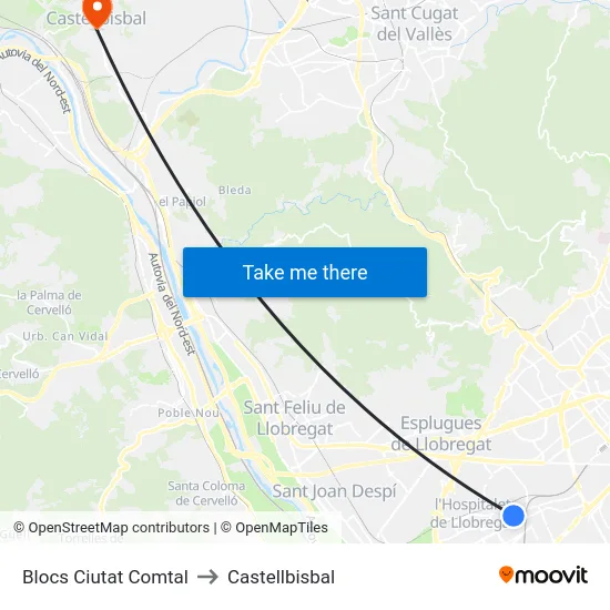 Blocs Ciutat Comtal to Castellbisbal map