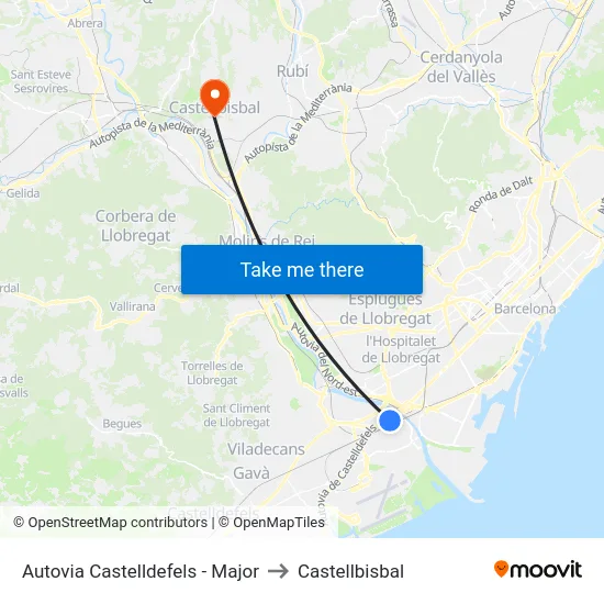 Autovia Castelldefels - Major to Castellbisbal map