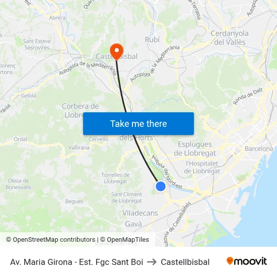 Av. Maria Girona - Est. Fgc Sant Boi to Castellbisbal map